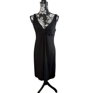 METRO Black Bodycon V Neck Sleeveless Slinky Dress Size M